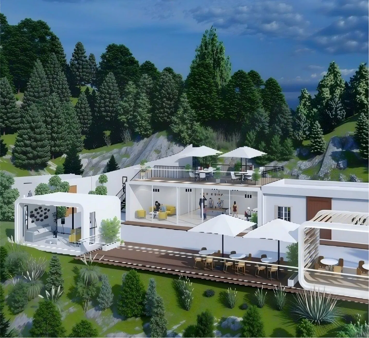 Cabana de Maçã Moderna Prefabricada Modular e Pequena com Hotel