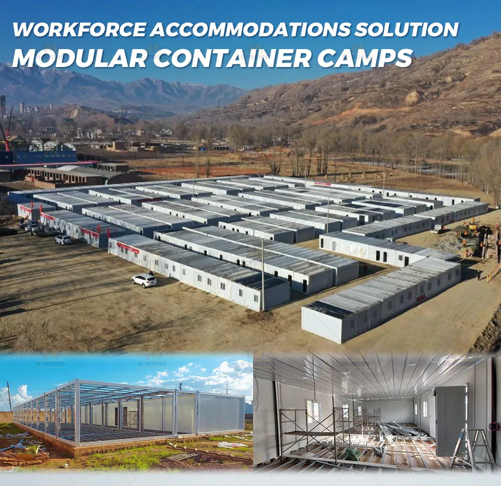 Acampamento de Contêineres Móveis Modulares Temporários para Alojamento de Mão de Obra