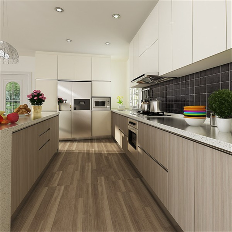 Armário de Cozinha Modular em Melamina HPL Moderno para Cozinha de Casa Residencial Prefabricada