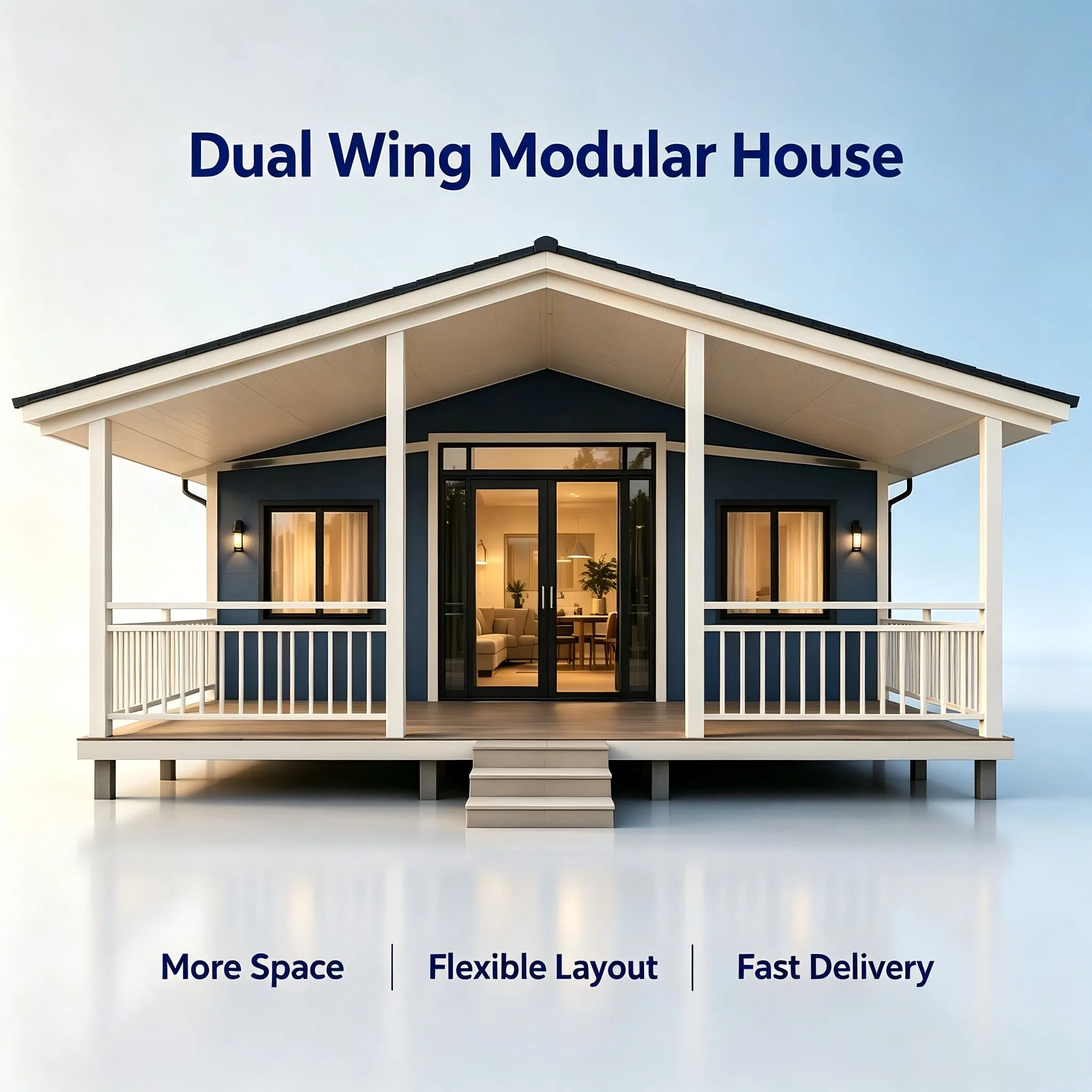 Casa Modular Prefabricada Expandível, Casa Contêiner Isolada e Portátil para Residência Permanente