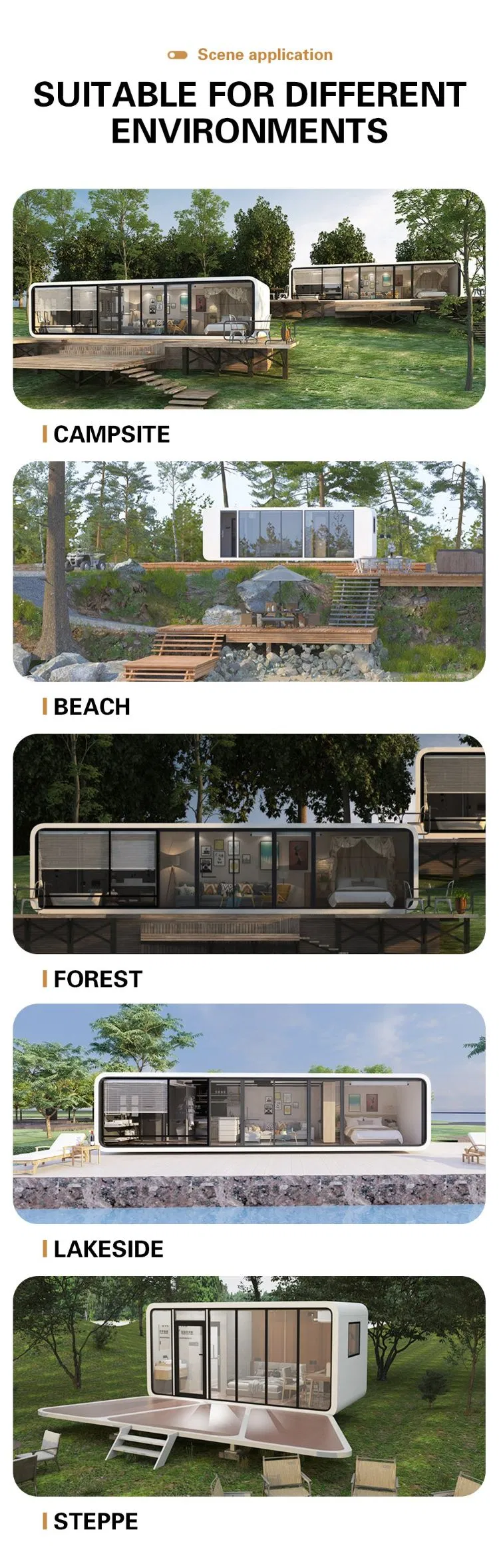 27m² Pequena Cápsula Modular Prefabricada Móvel Moderna Apple Cabin