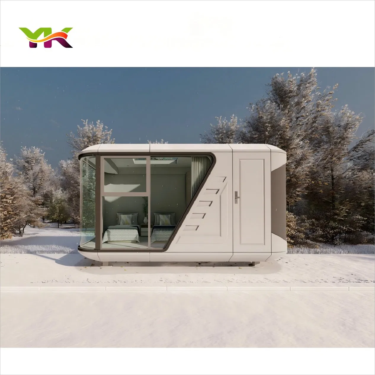 Casa Moderna de Luxo Nova com Preço Acessível, Casa Prefabricada Móvel e Pequena, Segura, com Jardim, Espaço em Cápsula Modular com Mobiliário