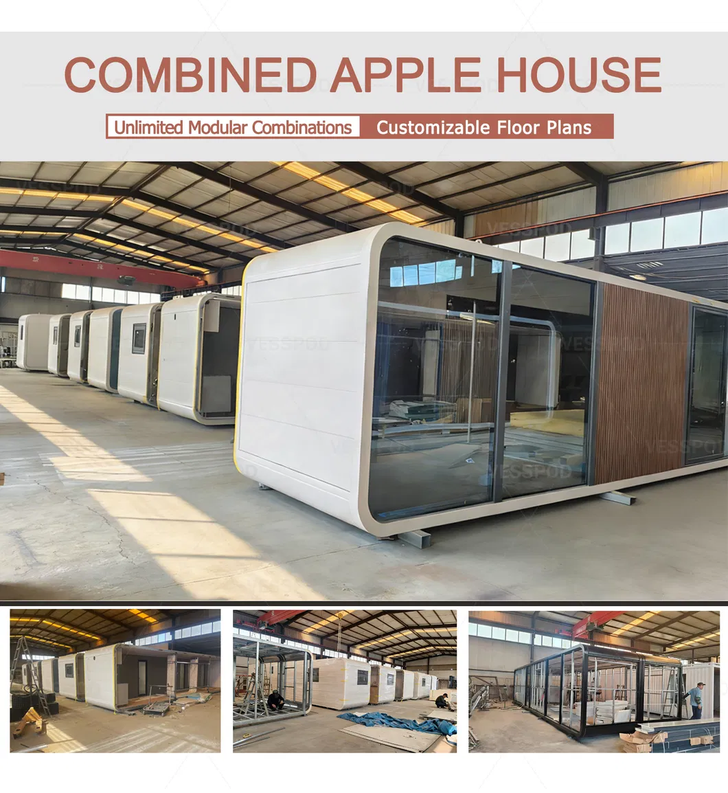 Vp115 Personalizado 40FT Cápsula Apple Cabana Container Habitacional Prefabricado Estrutura de Aço Múltiplos Designs
