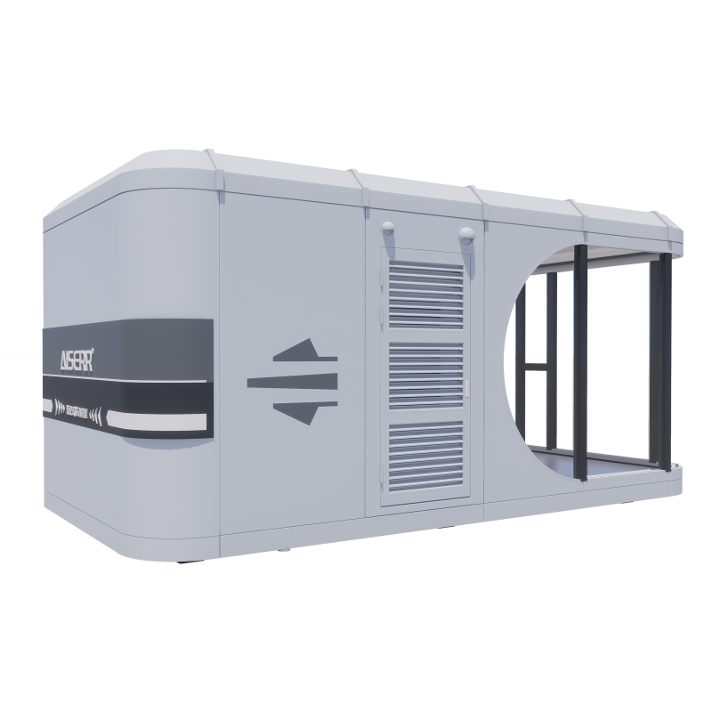 Casa pré-fabricada para resorts de trailers com sistema de fechadura automatizado e design energeticamente eficiente