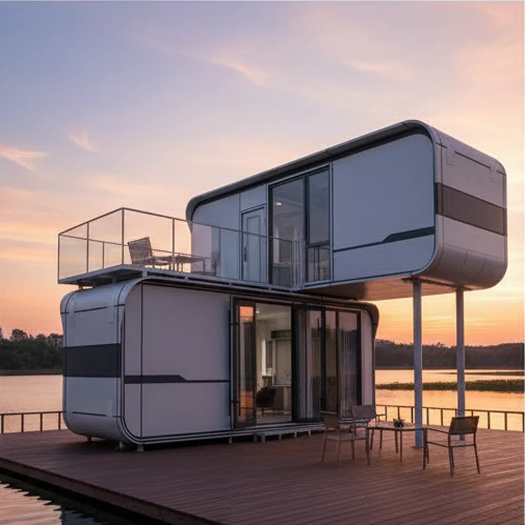 Casas Duráveis Preço de Habitação Prefabricada Casa Moderna Segura Jardim Pódio Espaço Cápsula Alumínio Modular ao Ar Livre Cápsula com Mobiliário Habitação