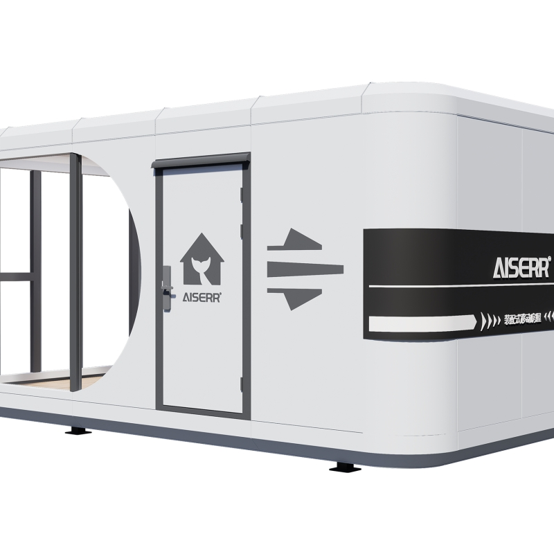 Casa pré-fabricada para resorts de trailers com sistema de fechadura automatizado e design energeticamente eficiente