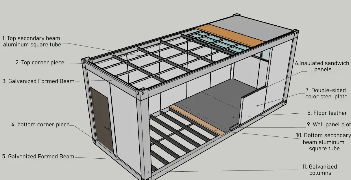 Casa Prefabricada de Contêiner Personalizada e Barata para Armazenamento ao Vivo em Hotéis e Escritórios, com Banheiros Completos