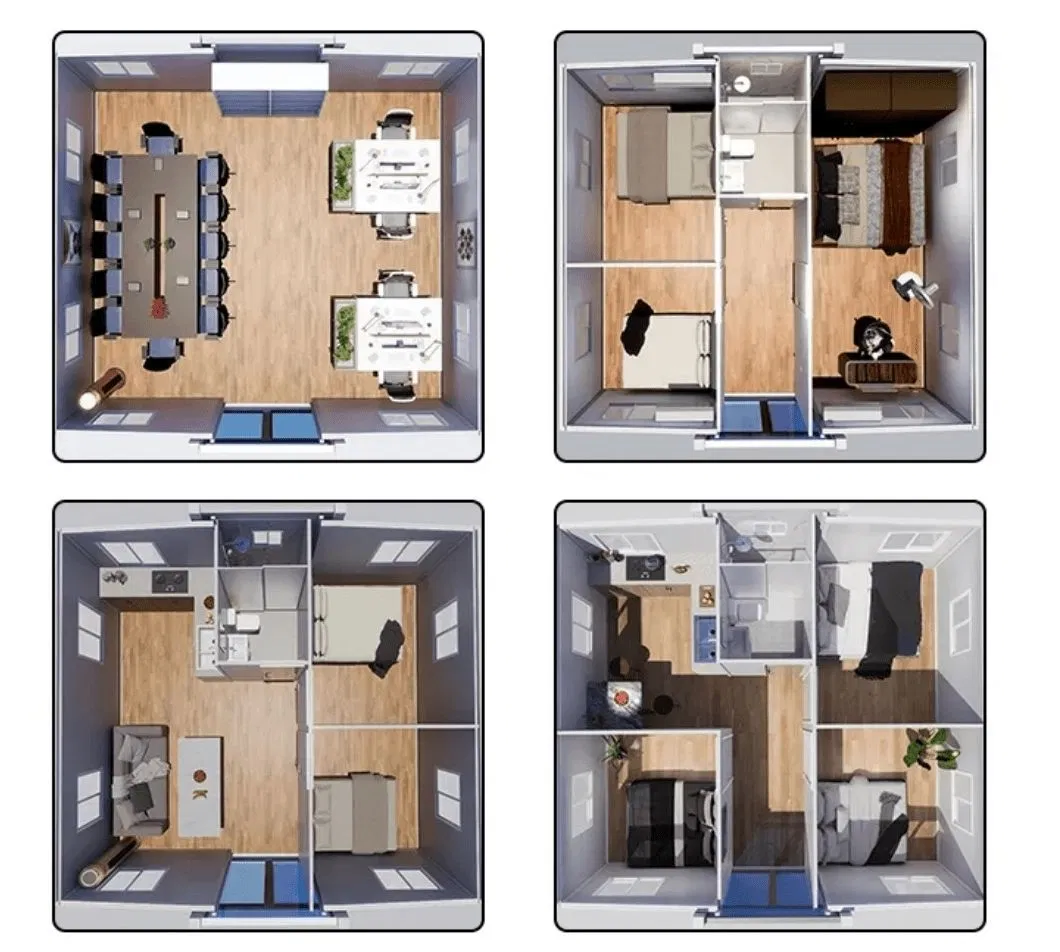 Casa Pronta 2 Quarto Casas Tiny para Viver em Casas Prefabricadas Construídas com Contêineres Casa Expandível