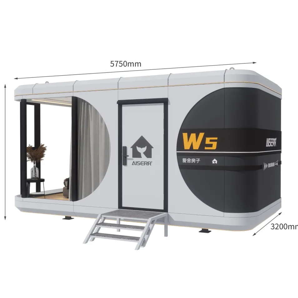 Casa pré-fabricada para resorts de trailers com sistema de fechadura automatizado e design energeticamente eficiente