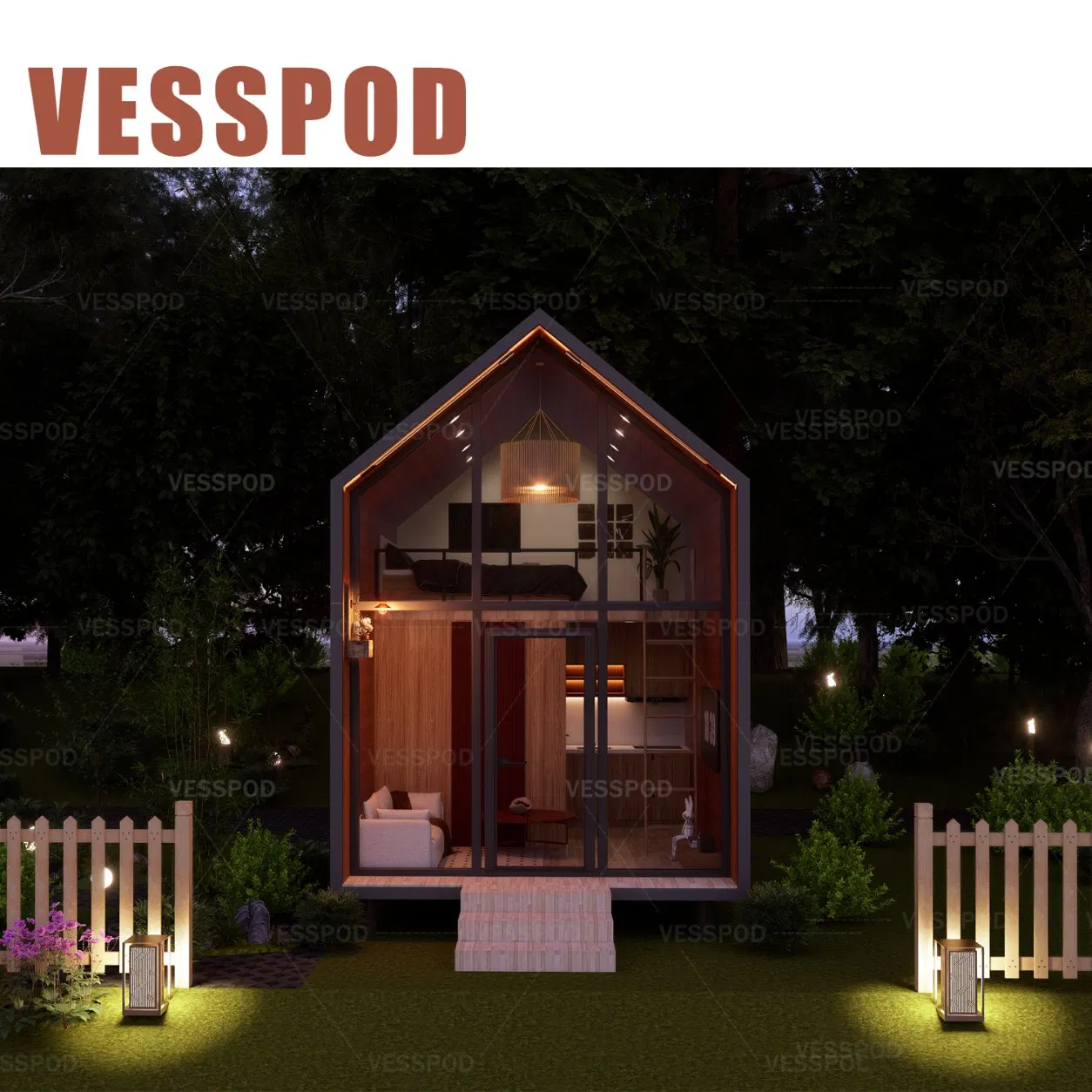 Cabana Triangular de Aço Leve Prefabricada Padrão de Hostel Residencial Personalizável