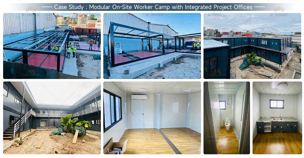 Acampamento de Contêineres Móveis Modulares Temporários para Alojamento de Mão de Obra