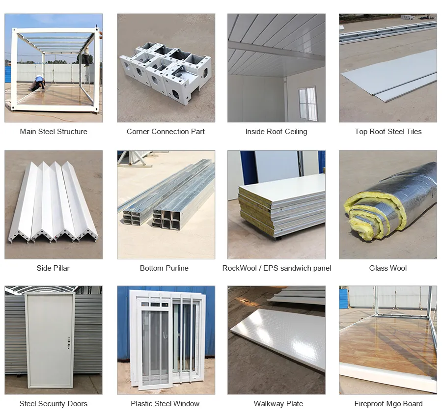Cabana de Contêiner Modular Prefabricado em Pacote Plano, Casas Prontas para Morar