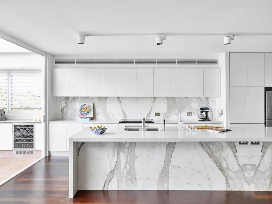 Armário de Cozinha Modular de Melamina Moderna de Luxo para Casa Residencial Prefabricada