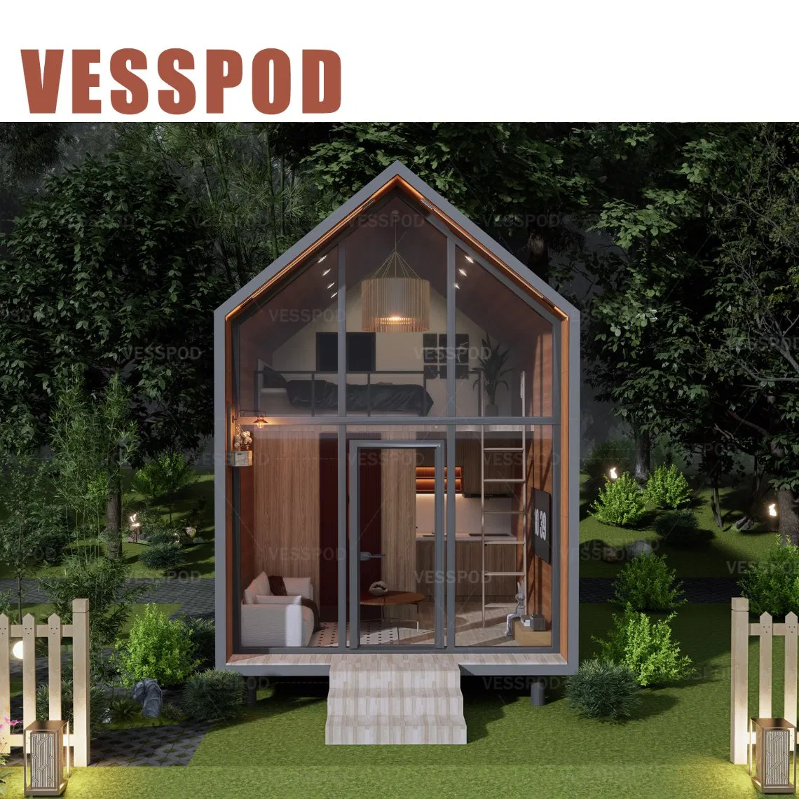 Cabana Triangular de Aço Leve Prefabricada Padrão de Hostel Residencial Personalizável