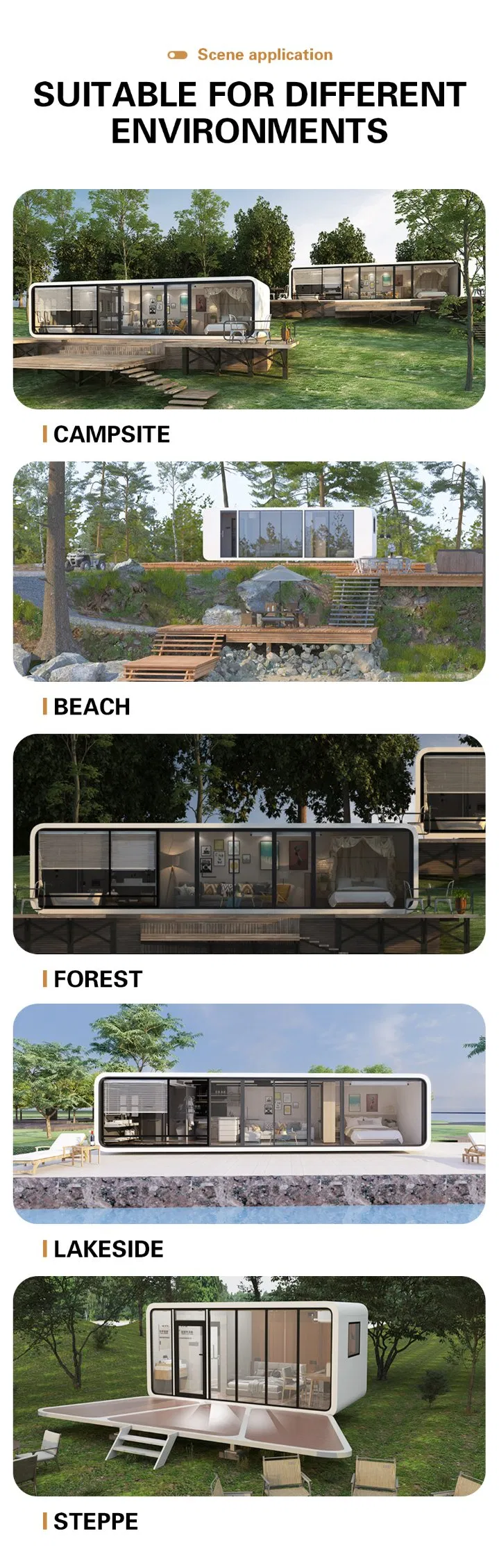 27m² Pequena Cápsula Modular Prefabricada Móvel Moderna Apple Cabin