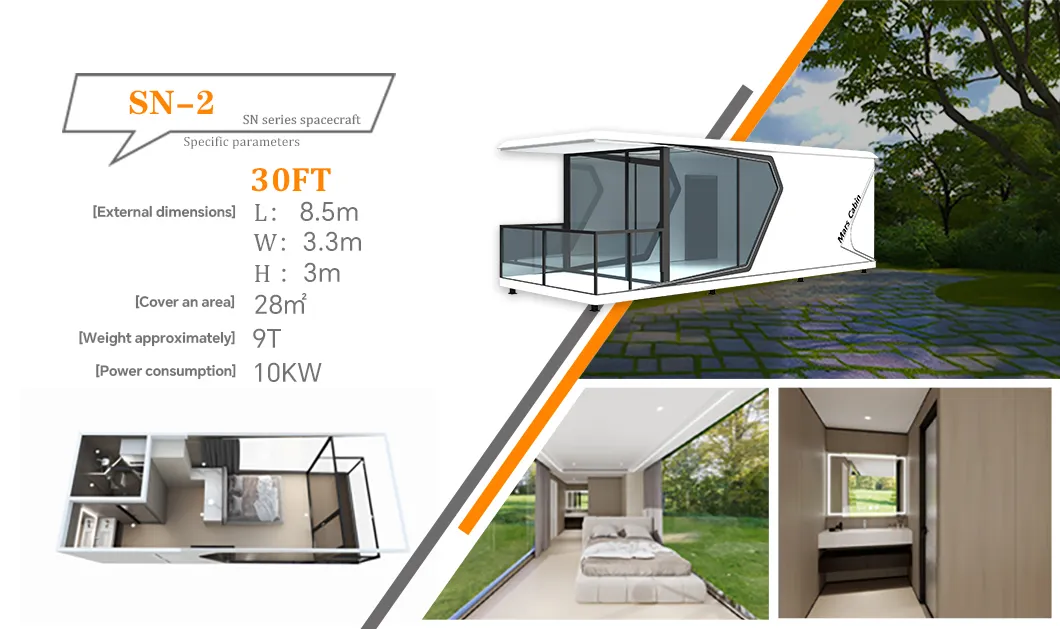 Fácil de Montar Casa Prefabricada Moderna Ecológica e Eficiente em Energia com Quarto, Banheiro e Varanda
