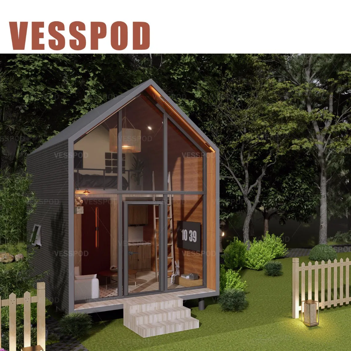 Cabana Triangular de Aço Leve Prefabricada Padrão de Hostel Residencial Personalizável