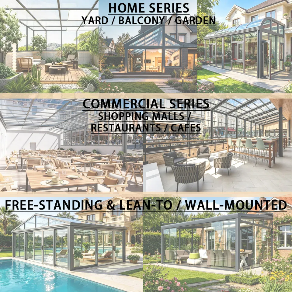 Vila Residencial de Alumínio Luxuosa com Telhado Inclinado para o Quintal, Vidro Térmico Low-E, Fácil de Montar, Kits Personalizados de Fábrica para Casa de Vidro e Jardim de Inverno