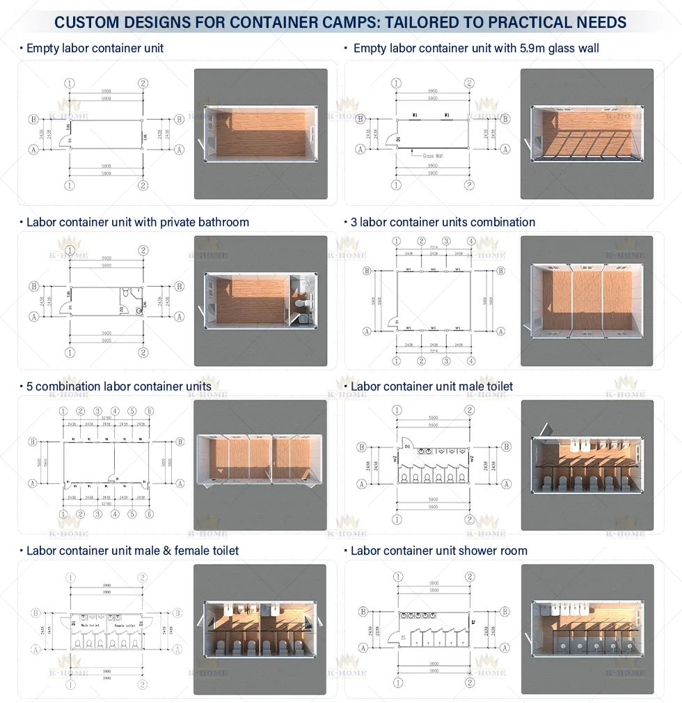 Acampamento de Contêineres Móveis Modulares Temporários para Alojamento de Mão de Obra
