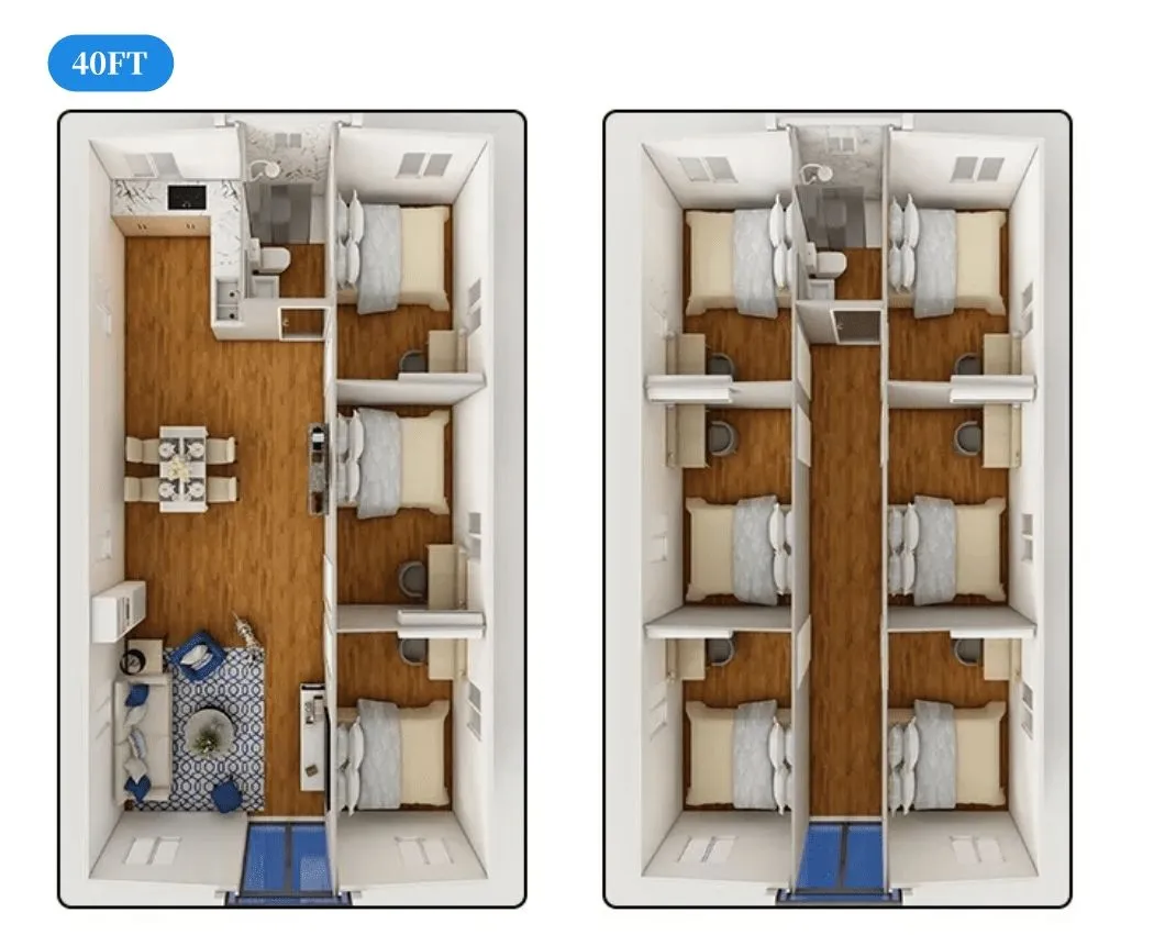 Casa Pronta 2 Quarto Casas Tiny para Viver em Casas Prefabricadas Construídas com Contêineres Casa Expandível