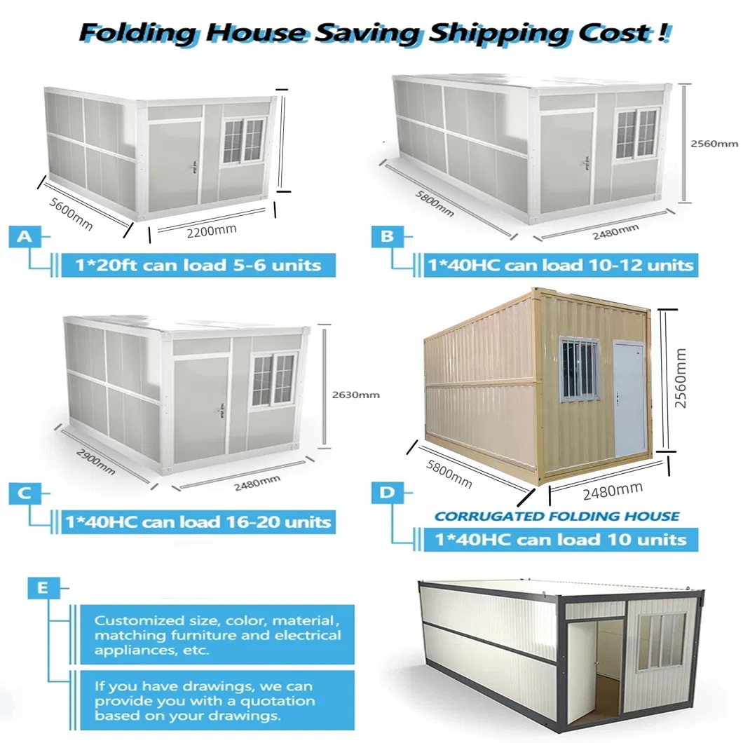 Materiais de Construção de Estruturas de Aço Residencial Modular de Montagem Simples Casa Contêiner Dobrável Prefabricada com Parafusos de Madeira