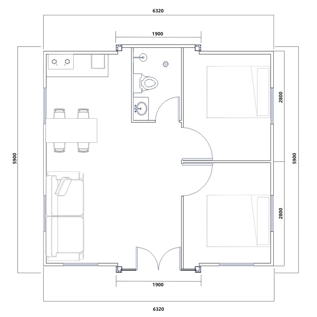 Casa Contêiner Expandível para Morar Pronta, Casa Modular Prefabricada com Quarto