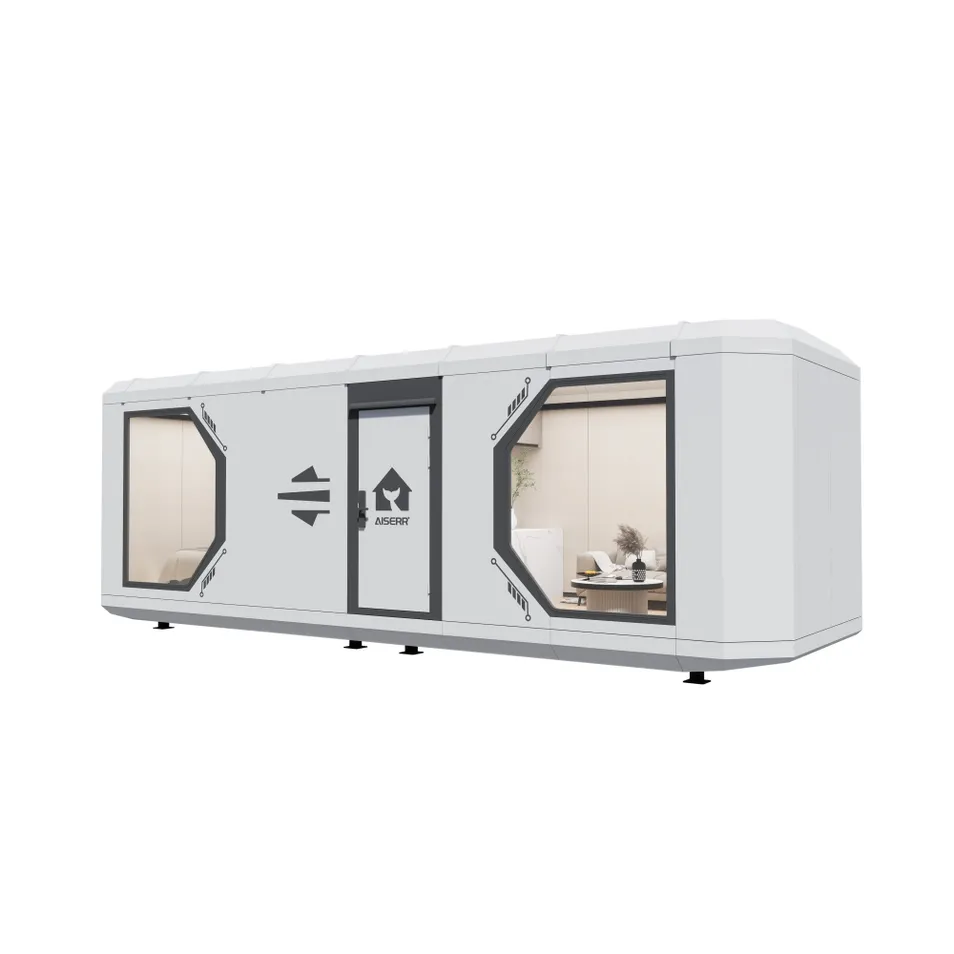 Casa pré-fabricada para resorts de trailers com sistema de fechadura automatizado e design energeticamente eficiente