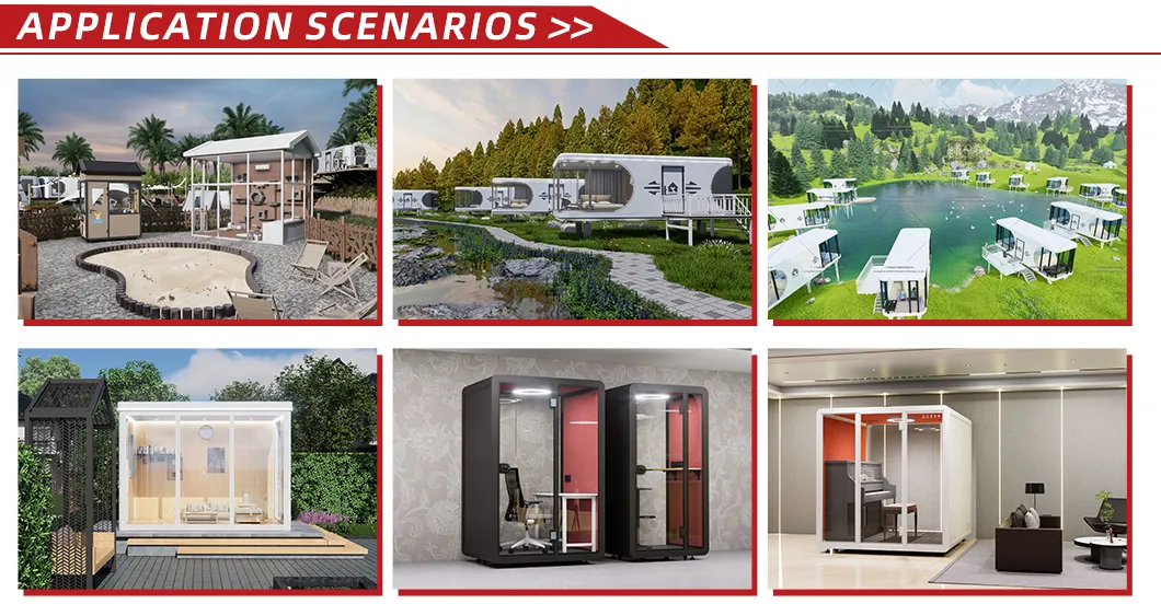 Casa pré-fabricada para resorts de trailers com sistema de fechadura automatizado e design energeticamente eficiente