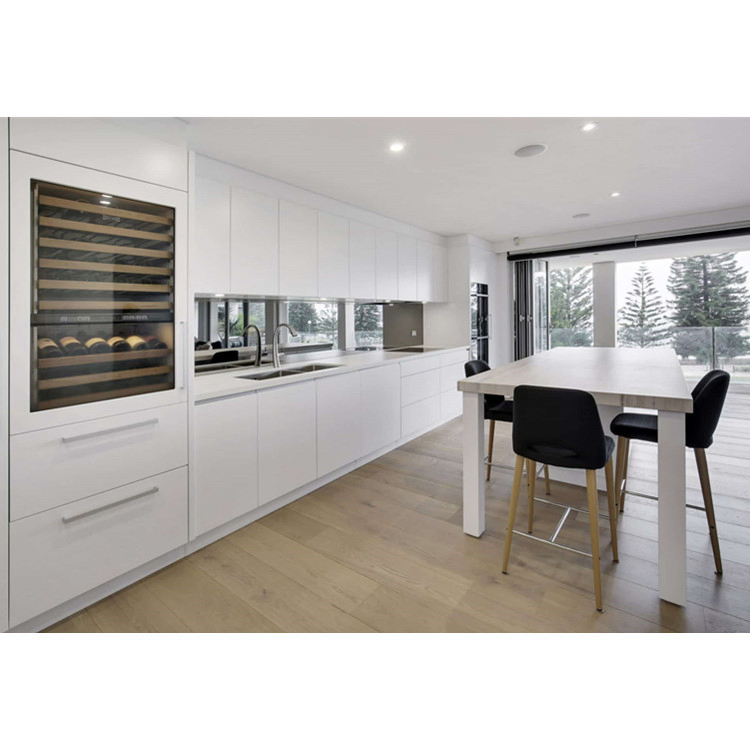 Armário de Cozinha Modular de Melamina Moderna de Luxo para Casa Residencial Prefabricada
