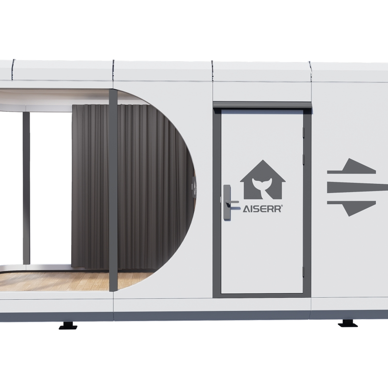 Casa pré-fabricada para resorts de trailers com sistema de fechadura automatizado e design energeticamente eficiente