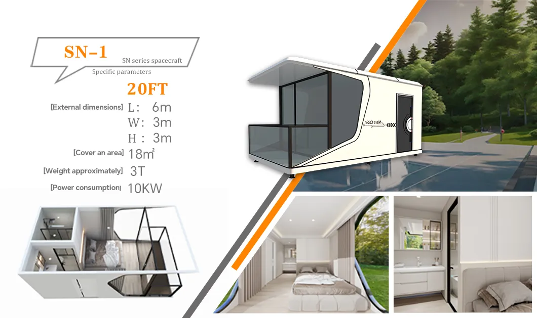 Fácil de Montar Casa Prefabricada Moderna Ecológica e Eficiente em Energia com Quarto, Banheiro e Varanda