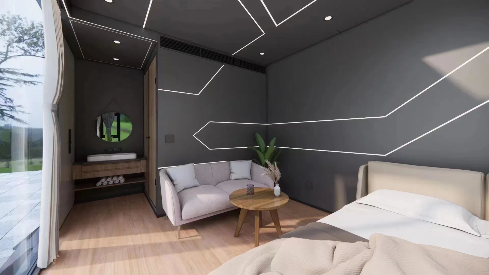 A China faz casas pré-fabricadas portáteis que podem ser movidas, pequenas casas de férias
