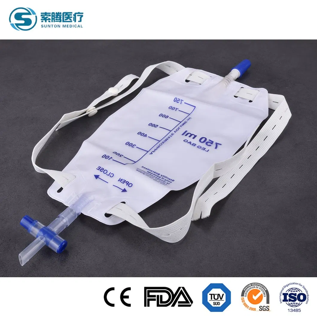 Adult Cross Valve Medical Disposable Sterile Drainage Urine Urinary Collector Leg Bags 600ml 800ml 500ml 750ml Collection