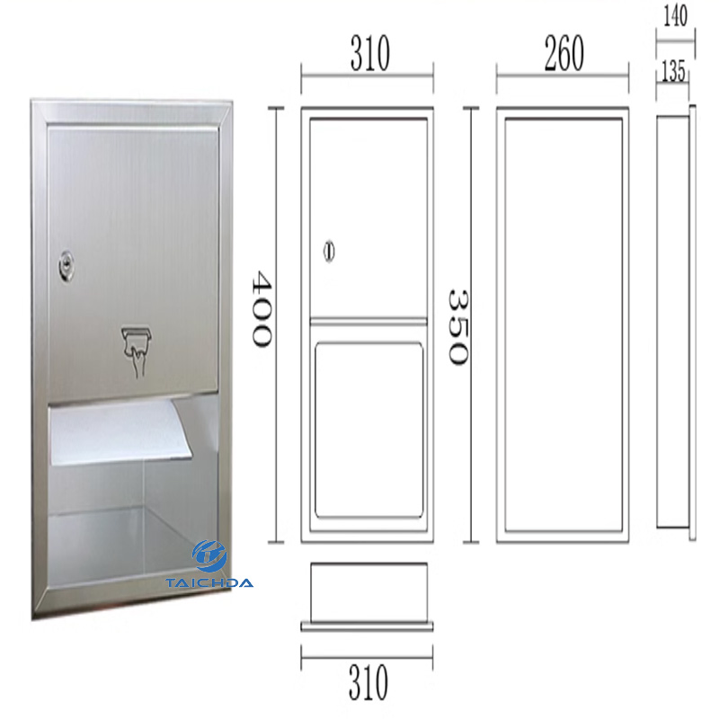 Public Healthcare System Recessed SS304 Toilet Paper Towel Dispenser