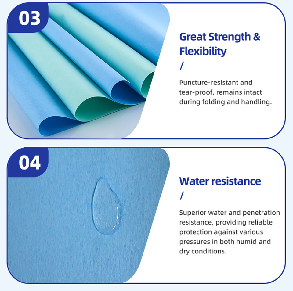 Medical Grade Sterilization Wrap Crepe Paper Autoclave CSR