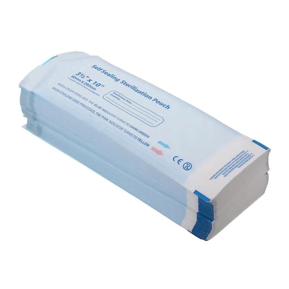 Blue Color Disposable 90mm*260mm Self Sealing Sterilization Pouch