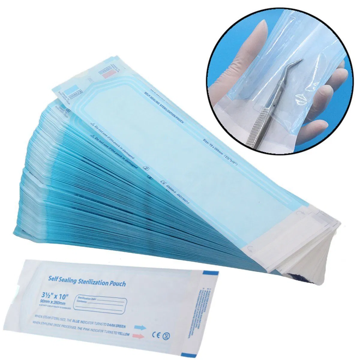 200PCS Self-Sealing Sterilization Pouch Dental Sterile Bags AG0503