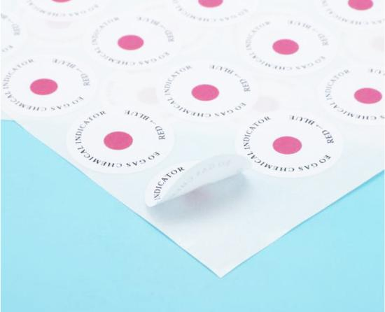 Circle Self Adhesive Eo Gas Sterilization Chemical Indicator Label Red To Blue