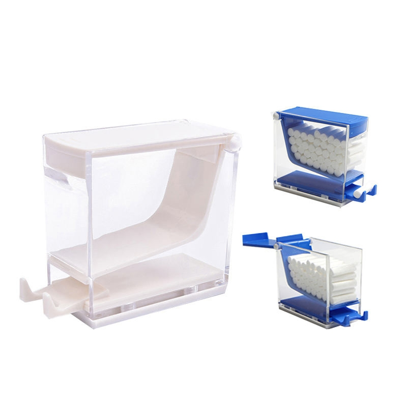 Blue Dental Cotton Roll Dispenser Plastic Cotton Roll Storage Box Holder Organizer with Nonslip Base (YQD9-3)