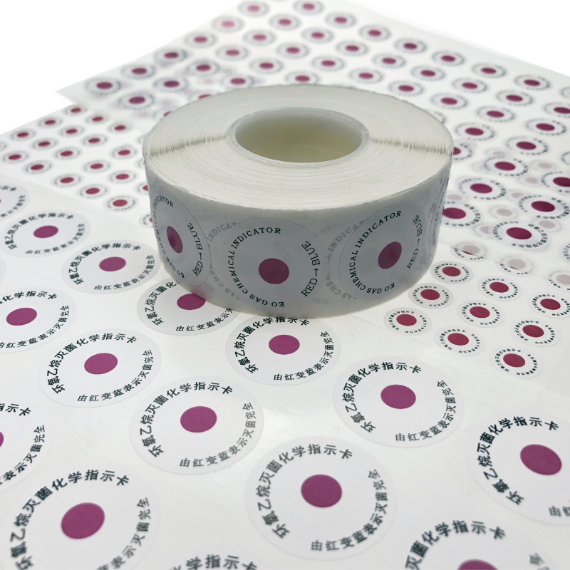 Factory Sterile EO Chemical Indicator Circle Label Color Change Red to Blue