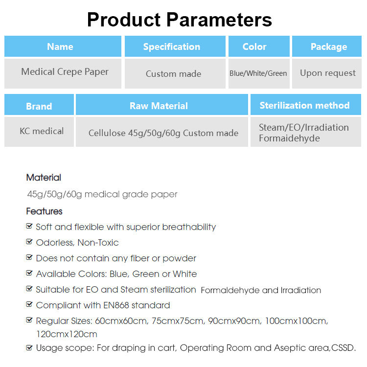 High Quality Medical Grade Disposable Autoclave Surgical Wrapping Use Crepe Paper Roll