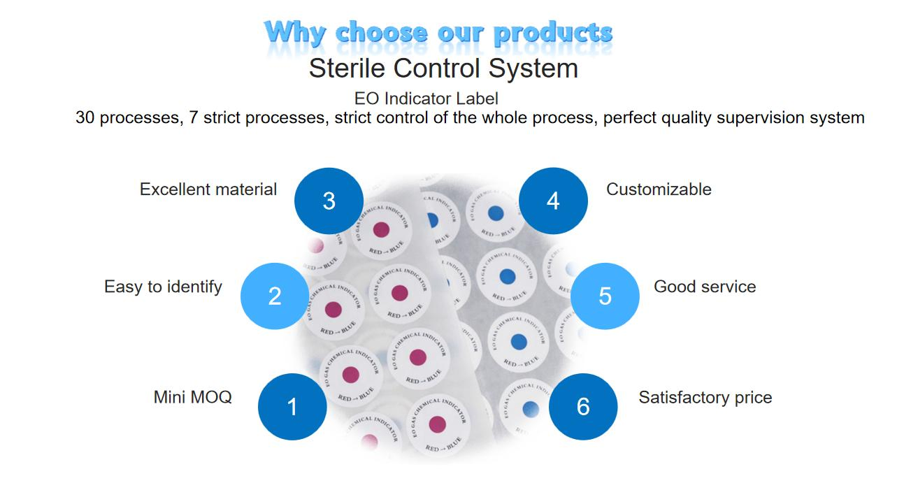 Eo Indicator Labels Medical Eto Sterilization Chemical Indicators Dia 30mm, From Red to Blue
