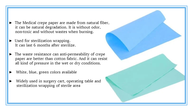 Disposable Sterilization Crepe Paper Made From Pure Wood Pulp for Medical