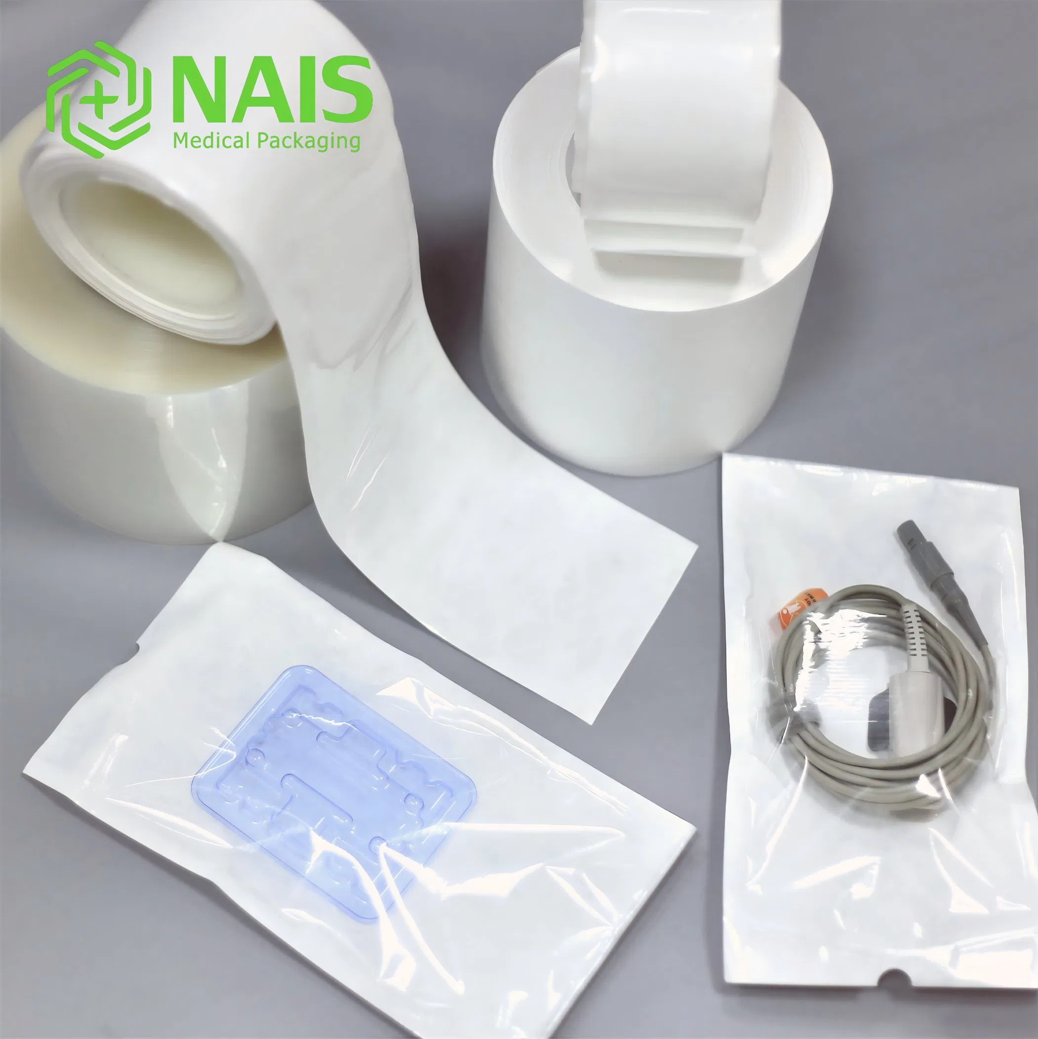 Medical Packaging Autoclave Tyvek Paper Steam Heat-Sealing Sterilization Flat Pouch Reel Roll