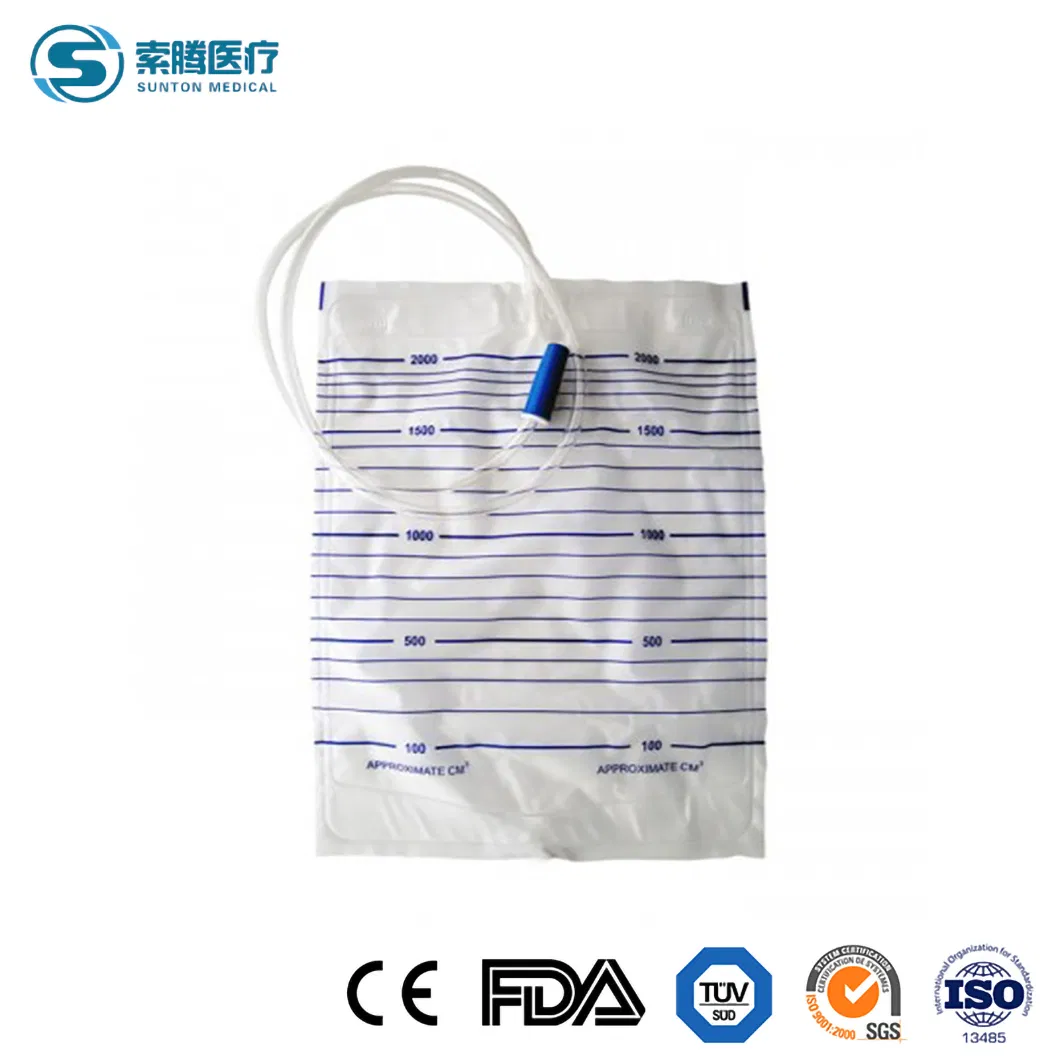 Manufacturing High Standard Ostomy Medical Drainage Bag 2000ml Adult Portable Urine Collection Bag with Catheter
