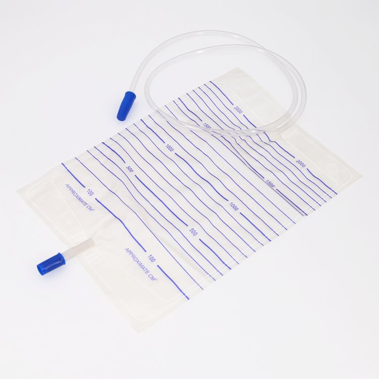 Medical Disposable Plastic Sterile Economic 2000ml PVC Cross Valve Pull-Push Valve Leg Bag Luxury Urine Bag Drainage Urine Collection Bag Urine Bag