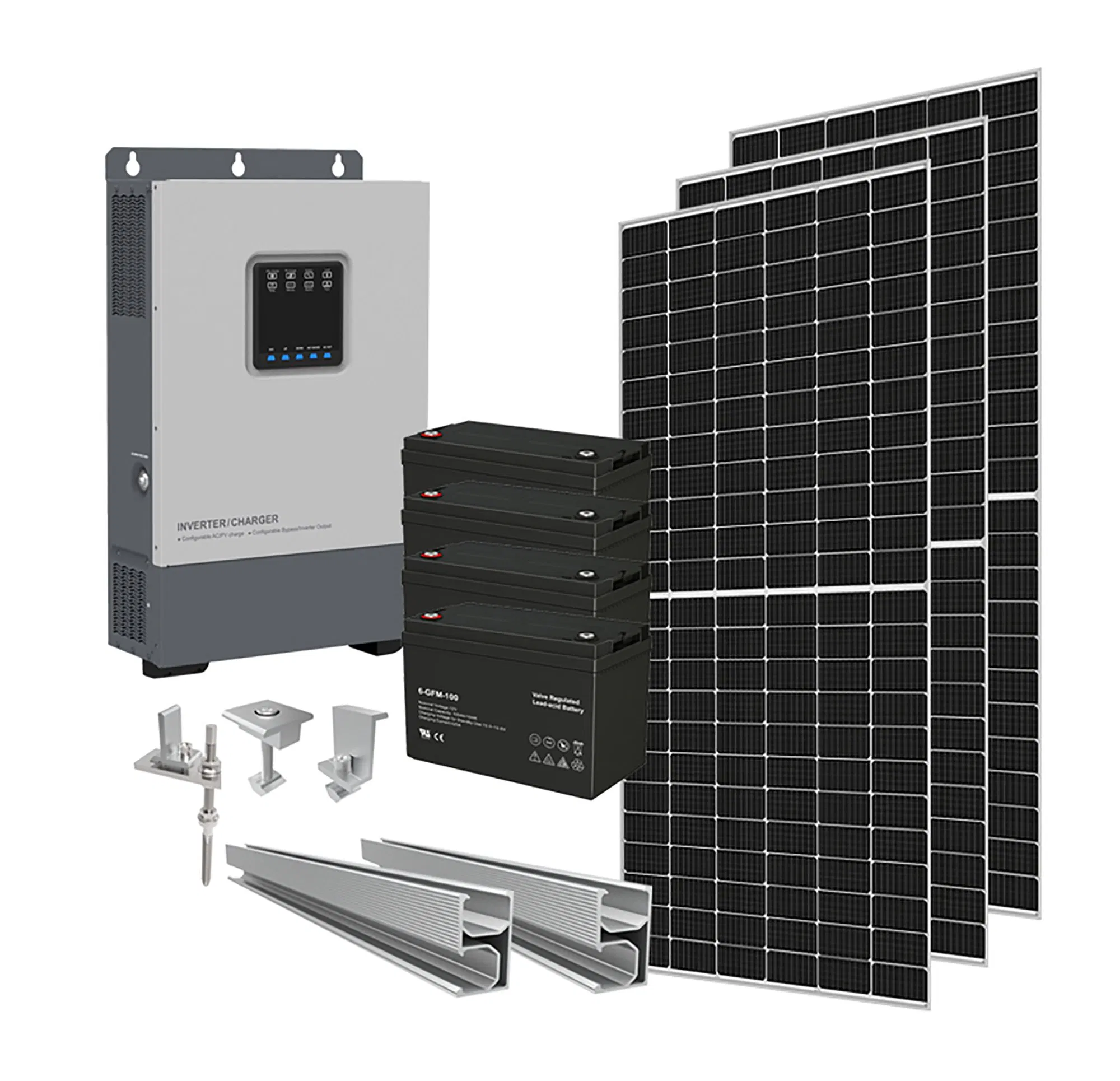 2kw 3kw 5kw Solar Power System Support Lithium Battery or Battery Less Hybrid Solar Panel System Remote Control for Home System