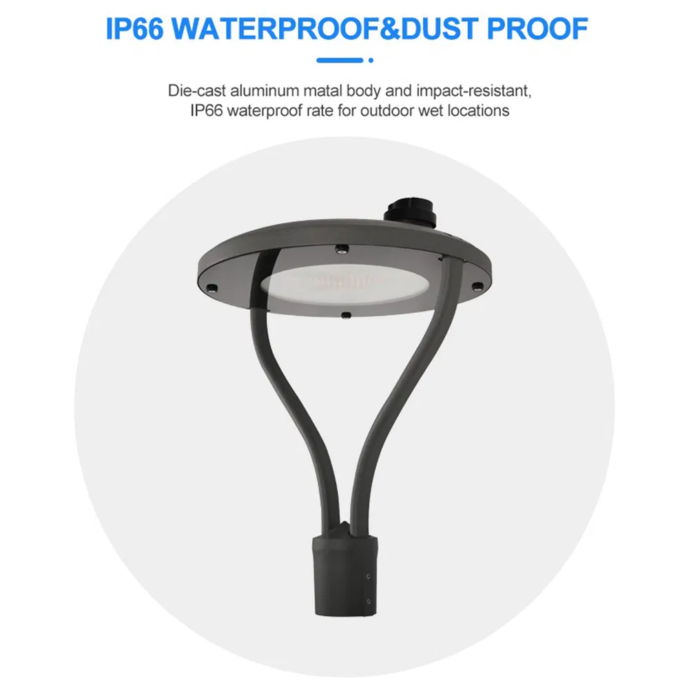 LED Outdoor Commercial Area Lighting Aluminum Park Lantern LED Urban Post Top Lamp Modern Round Waterproof IP66 LED Parking Lot Light