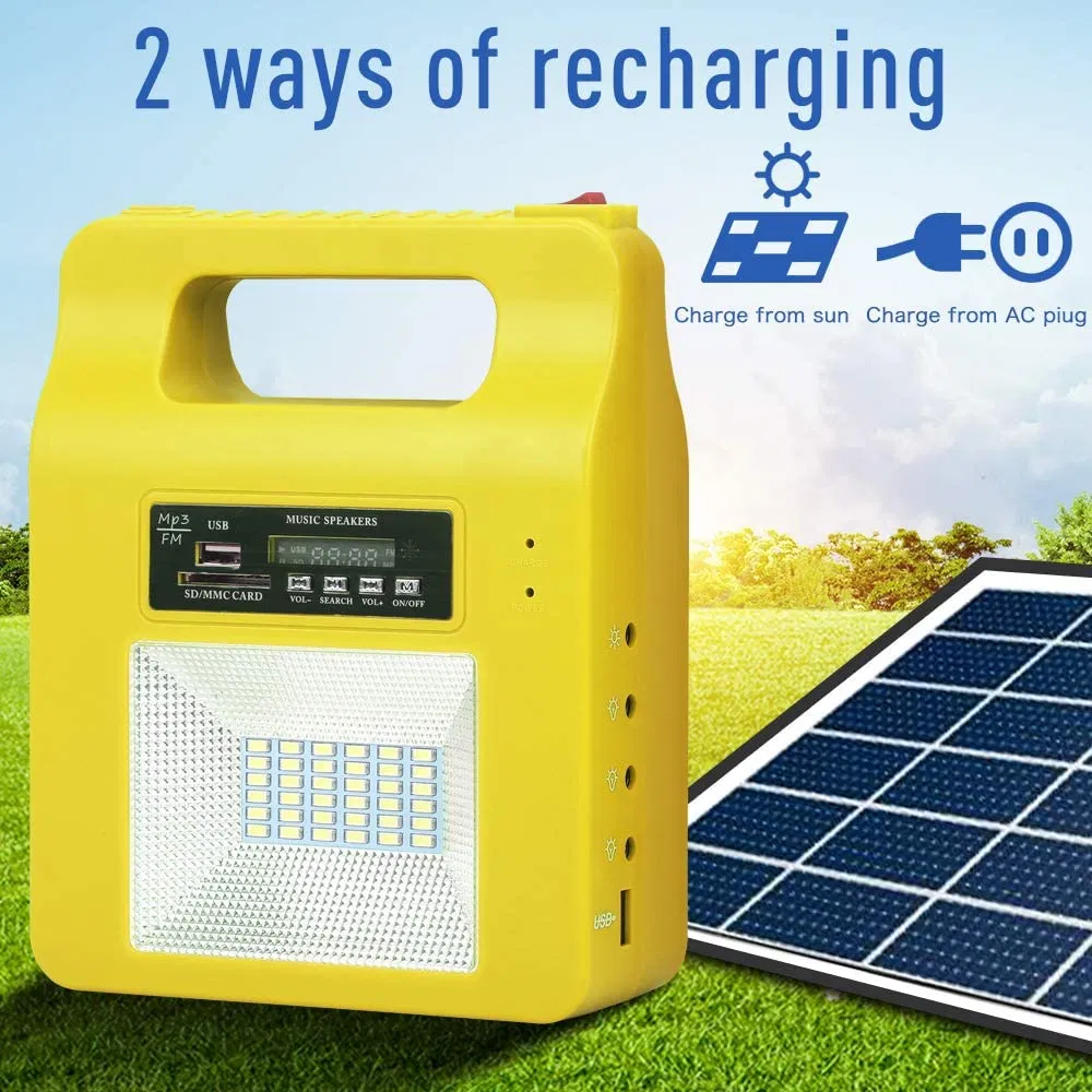 Green Energy Solar Energy Portable LED Lighting Radio System with Remote Control