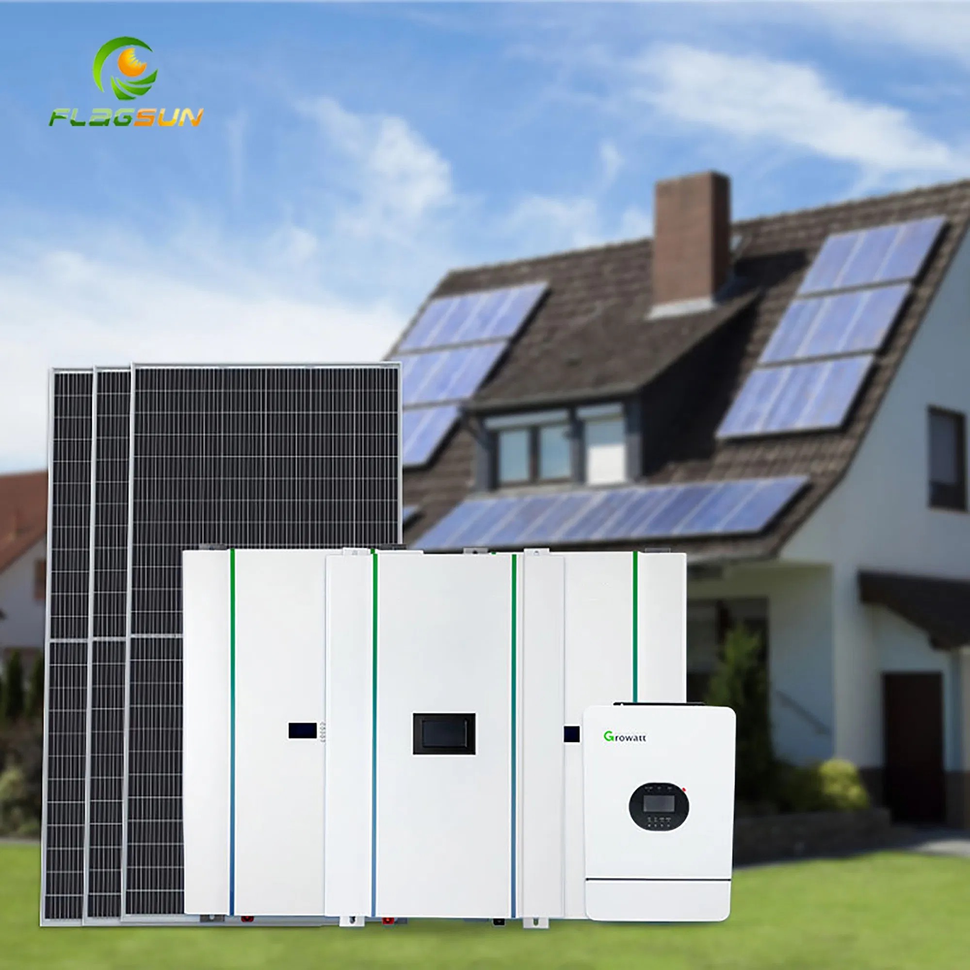 2kw 3kw 5kw Solar Power System Support Lithium Battery or Battery Less Hybrid Solar Panel System Remote Control for Home System